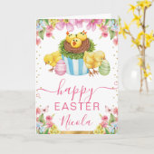 Wasserfarben Chicks Kuchen Frühling glücklich Oste Karte (Gelbe Blume)