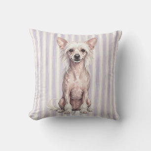 Wasserfarben-Chinesischer-Crested-Hund-Wurfkissen Kissen