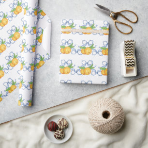 Wasserfarben Chinoiserie Mandarins & Blue Bows Geschenkpapier