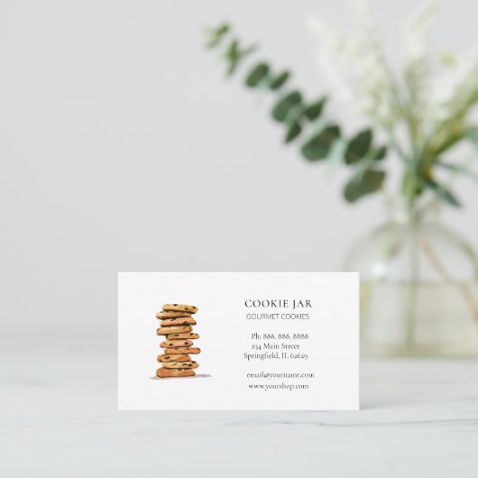 Wasserfarben-Chocolate-Chip-Backwarengeschäft Visitenkarte (Stehend Vorderseite)