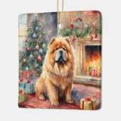 Wasserfarben-Chow-Chow - Xmas-Szene Keramikornament (Links)