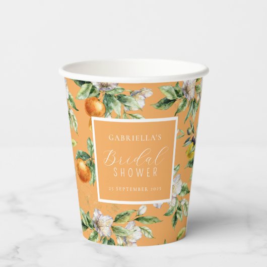 Wasserfarben Citrus Blossom Botanisches Brautparty Pappbecher (Rückseite)