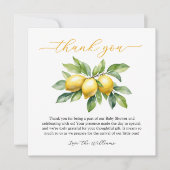 Wasserfarben Citrus Lemon Babydusche Dankeskarte (Vorderseite)