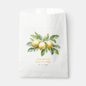 Wasserfarben Citrus Lemon Babydusche Geschenktütchen (Vorderseite)