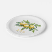 Wasserfarben Citrus Lemon Babydusche Pappteller (Schrägansicht)