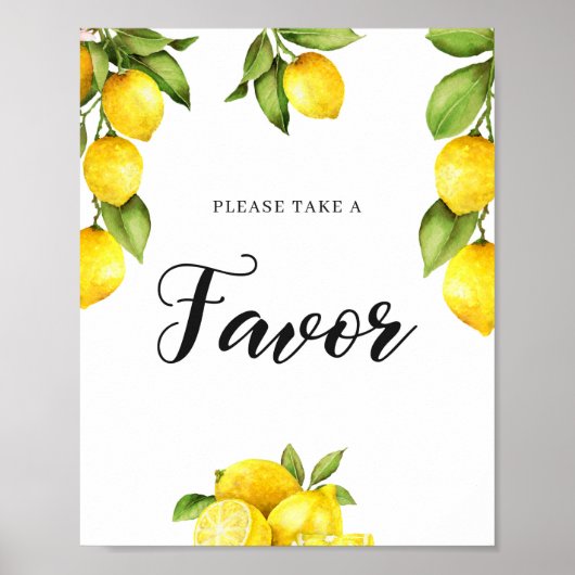 Wasserfarben Citrus Lemon Kinderdusche Favoriten U Poster (Vorne)