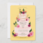 Wasserfarben-Citus Floral 3 Tier-Kuchen-Brautparty Einladung (Vorderseite)