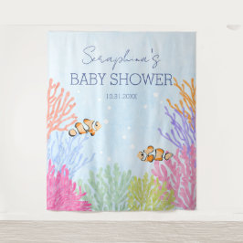 Wasserfarben Clown Fish Coral Reef Babydusche Wandteppich