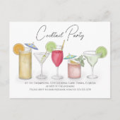Wasserfarben-Cocktail-Drinks-QR-Code-Party-Website Postkarte (Vorderseite)