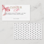 Wasserfarben Coquette Bow Diaper Raffle Baby Dusch Begleitkarte (Vorne/Hinten)