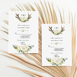 Wasserfarben-Creme, weiße Blumenkleber Hochzeit RSVP Karte