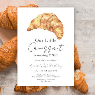 Wasserfarben Croissant 1. Geburtstag Party Einladung