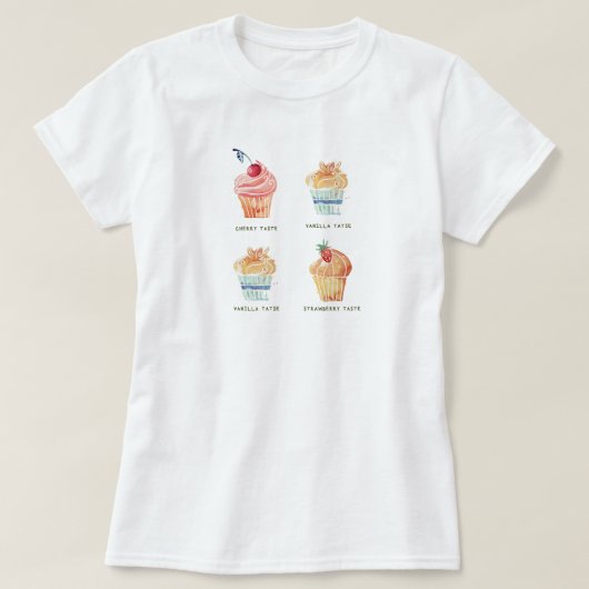 Wasserfarben-Cupcake-Clipart-Set T-Shirt (Design vorne)