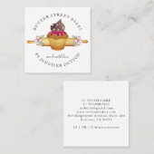 Wasserfarben Cupcake Rolling Button Bäcker Kondito Quadratische Visitenkarte (Vorne/Hinten)