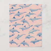 Wasserfarben-Delfin-Muster Küstenstrand Ozean