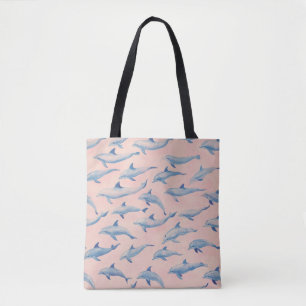 Wasserfarben-Delfin-Muster Küstenstrand Ozean Tasche