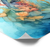 Wasserfarben-Delfine-Kunstposter Poster (Ecke)