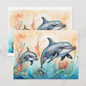 Wasserfarben-Delfine-Kunstposter Postkarte (Vorne/Hinten)