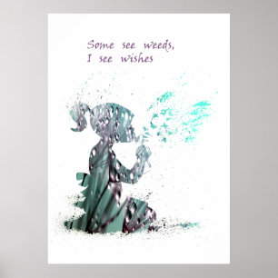 Wasserfarben der Girl and Dandelion Poster