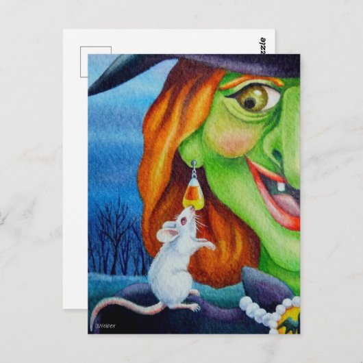 Wasserfarben der Halloween und der Weißen Maus Postkarte (Vorne/Hinten)