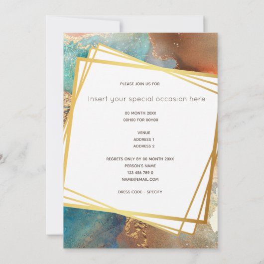 Wasserfarben des Meeresbodens des Korallenriffs Einladung (Rückseite)