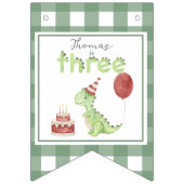 Wasserfarben-Dinosaurier-3-Drei-Rex-Geburtstag Wimpelkette (Zweite Fahne)