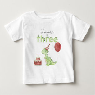 Wasserfarben-Dinosaurier 3. Geburtstag Baby T-shirt