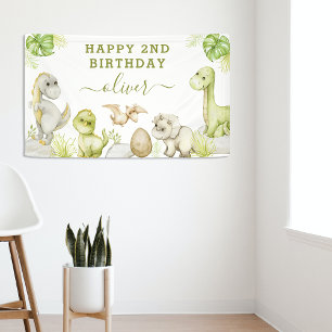 Wasserfarben-Dinosaurier-Geburtstagsfeier für Kind Banner