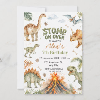 Wasserfarben-Dinosaurier-Junge-Geburtstag Einladung