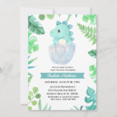 Wasserfarben-Dinosaurier mit Babydusche Einladung (Vorderseite)