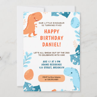 Wasserfarben-Dinosaurier Natur Botanischer Geburts Einladung