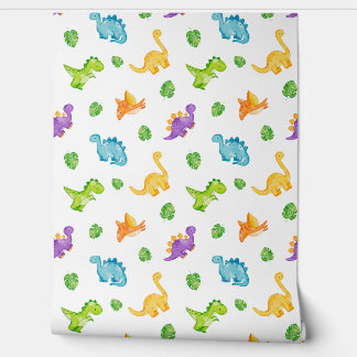 Wasserfarben Dinosaurier Neutral Kids Baby Kinderz Tapete