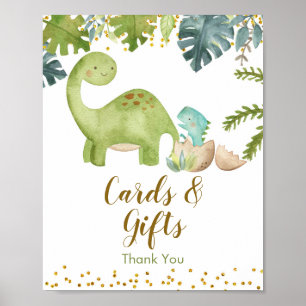 Wasserfarben-Dinosaurierkarten und Geschenkzeichen Poster