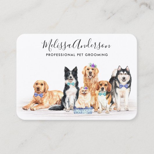 Wasserfarben-Dog-Walker-Katzen-QR-Code des Greomer Visitenkarte (Vorderseite)