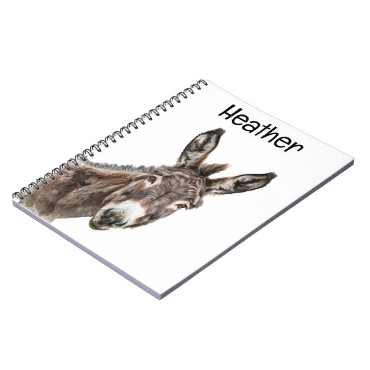 Wasserfarben-Donkey-Peeking Personalisiert Notizblock (Linke Seite)