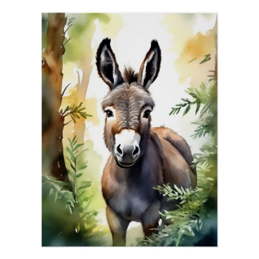 Wasserfarben-Donkey-Poster Poster (Vorderseite)