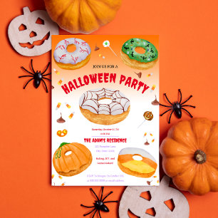Wasserfarben-Donut-licious-Halloween-Süßigkeiten-P Einladung