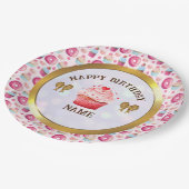 Wasserfarben Donut und Cupcake Happy Birthday Part Pappteller (Schrägansicht)