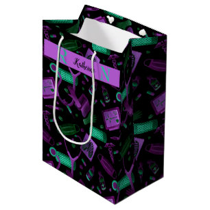 Wasserfarben Dr. Medical Collage Aquamarin Lila Mittlere Geschenktüte