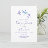Wasserfarben-Dragonfly Lila Blue Baby-Dusche (Stehend Vorderseite)