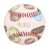 Wasserfarben Eclair Donuts Fun Whimiscal Sweet Baseball (Vorderseite)
