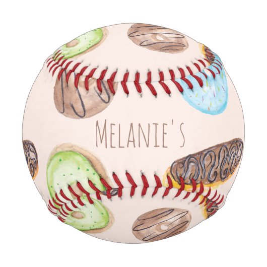 Wasserfarben Eclair Donuts Fun Whimiscal Sweet Baseball (Vorderseite)