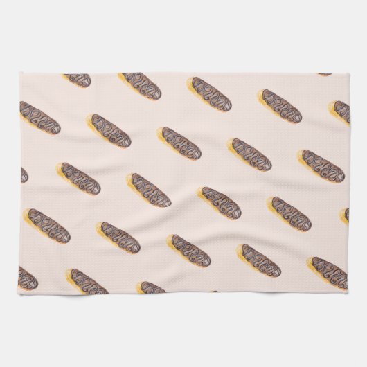 Wasserfarben Eclairs Donuts Fun Whimiscal Pink Geschirrtuch (Horizontal)