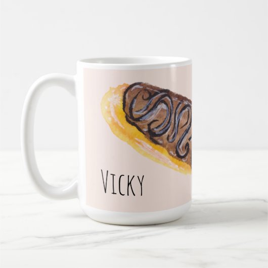 Wasserfarben Eclairs Donuts Fun Whimiscal Pink Kaffeetasse (Links)