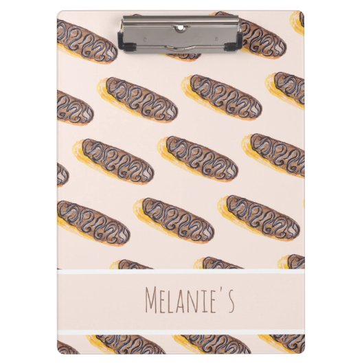 Wasserfarben Eclairs Donuts Fun Whimiscal Sweet Cl Klemmbrett (Vorderseite)