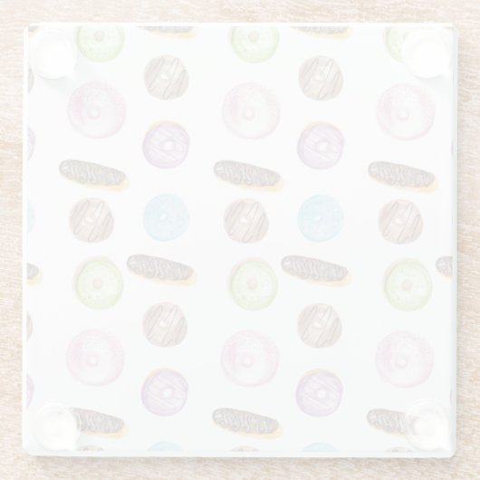 Wasserfarben-Eclairs Donuts Fun Whimiscal Sweet Glasuntersetzer (Rückseite)