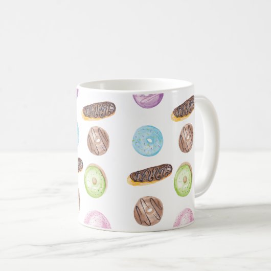 Wasserfarben-Eclairs Donuts Fun Whimiscal Sweet Kaffeetasse (VorderseiteRechts)