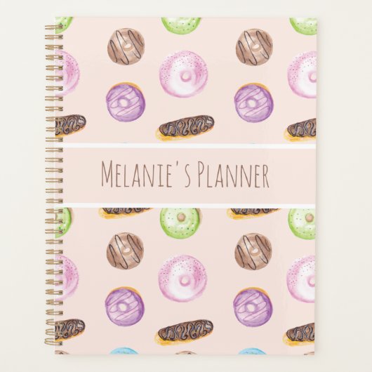 Wasserfarben-Eclairs Donuts Fun Whimiscal Sweet Planer (Vorderseite)