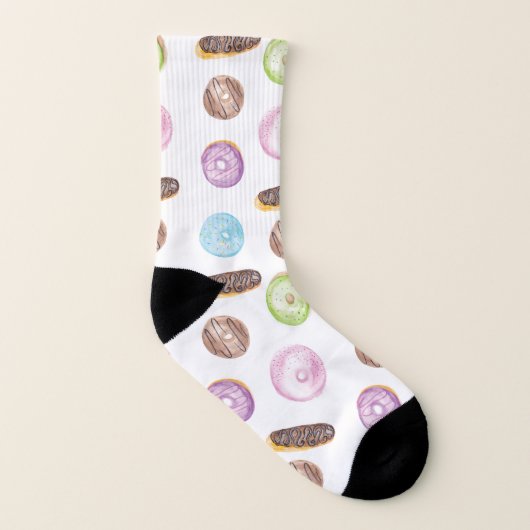Wasserfarben-Eclairs Donuts Fun Whimiscal Sweet Socken (Links - Innen)