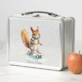 Wasserfarben-Eichhörnchen-Skateboard Metal Lunch B Metall Brotdose (Beispiel)